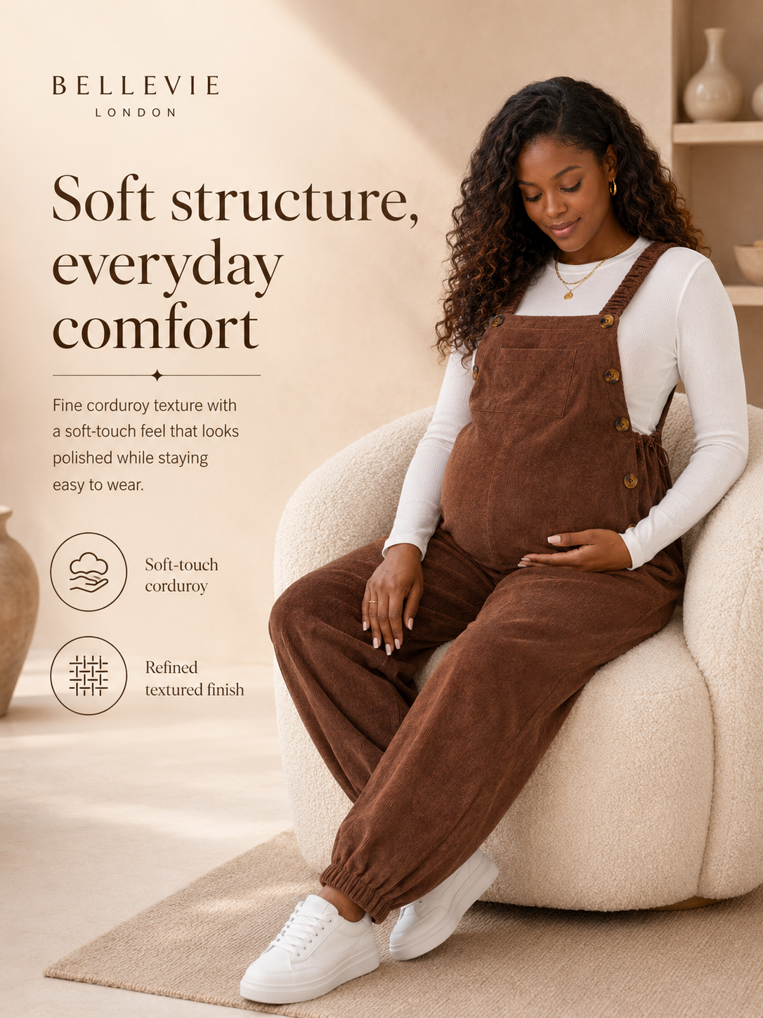 Bellevie Corduroy Everyday Bump Overalls
