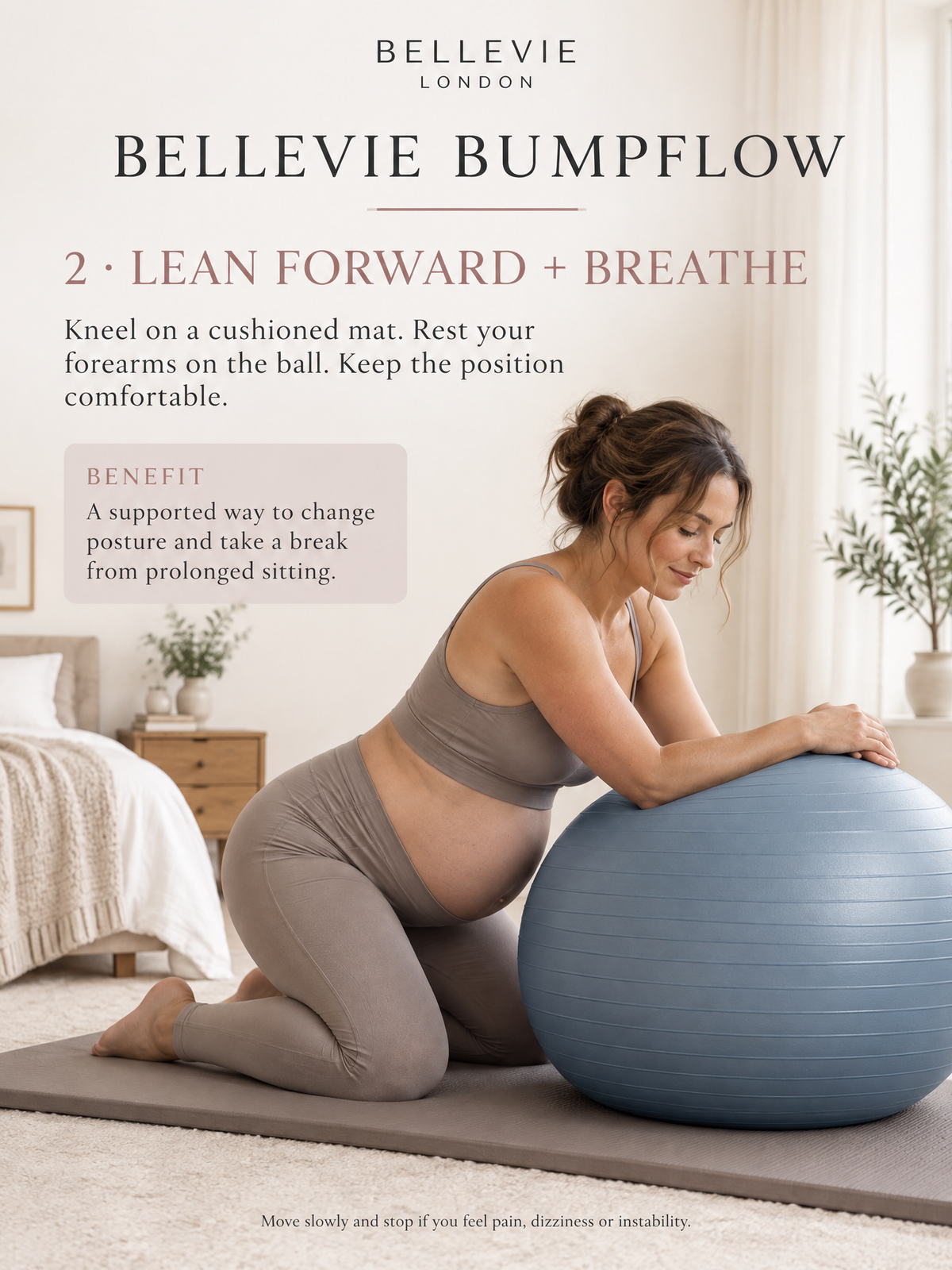 BelleVie BumpFlow supported forward lean banner