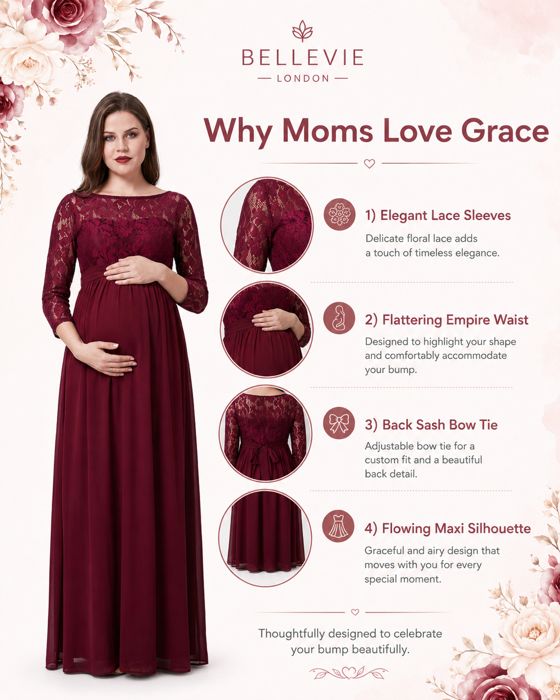 Bellevie Grace™ Lace Maternity Maxi Dress