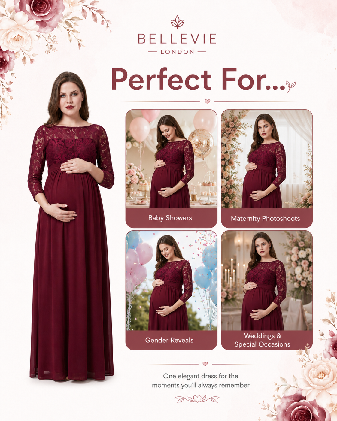 Bellevie Grace™ Lace Maternity Maxi Dress