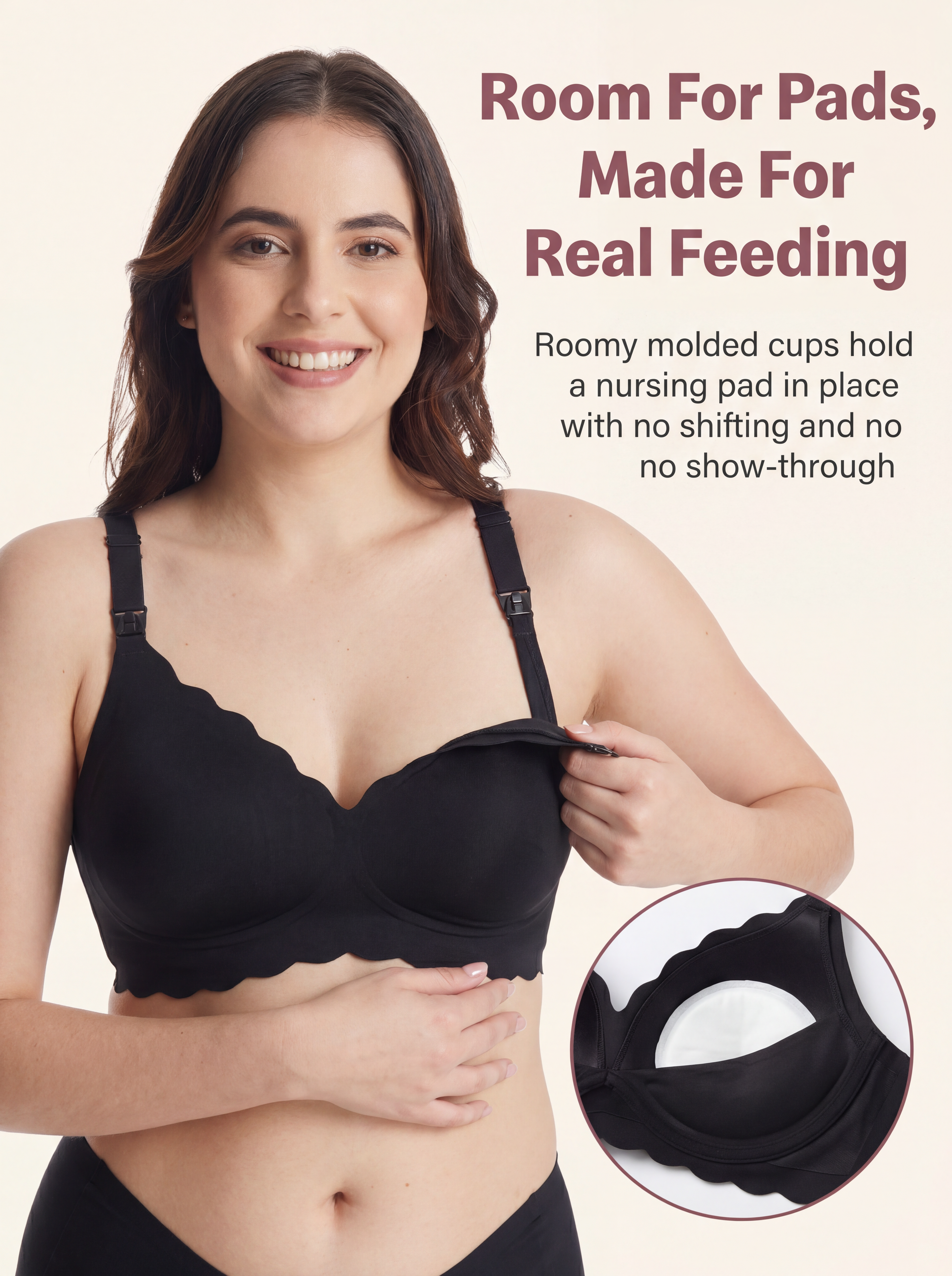 BelleVie DreamFeed Seamless Jelly Nursing Bra | Wireless Full-Cup Support, Pregnancy to Breastfeeding