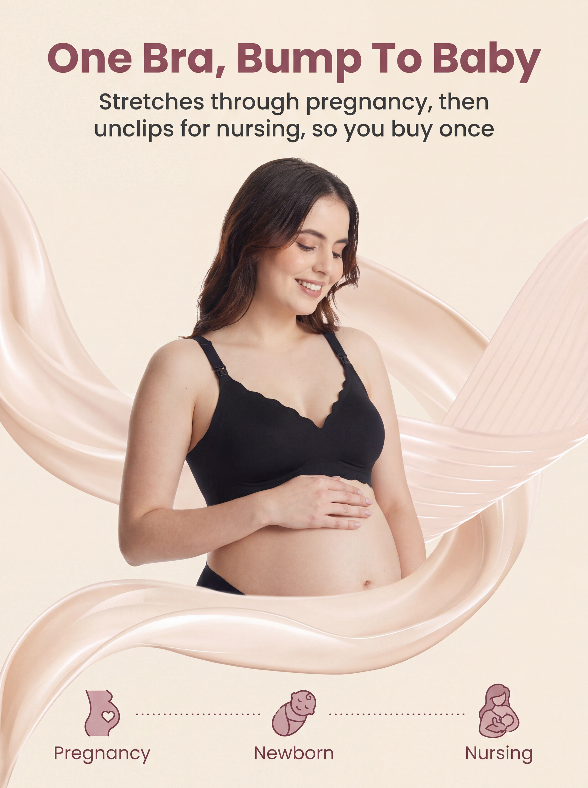 BelleVie DreamFeed Seamless Jelly Nursing Bra | Wireless Full-Cup Support, Pregnancy to Breastfeeding