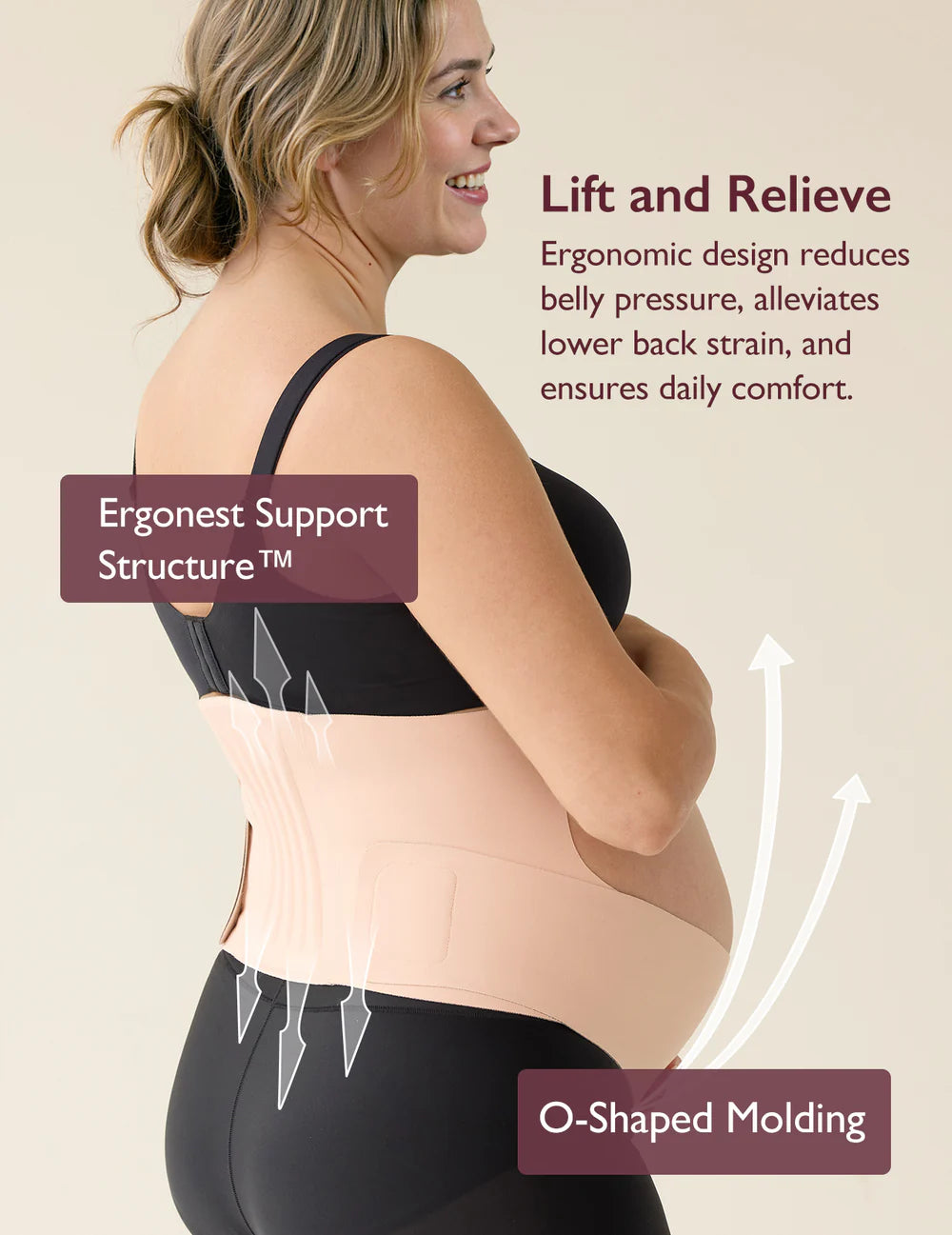Pregnancy Comfort Bundle: Ergonest Belly Band and MamaLift Bra Nursing Bra - Nude Color
