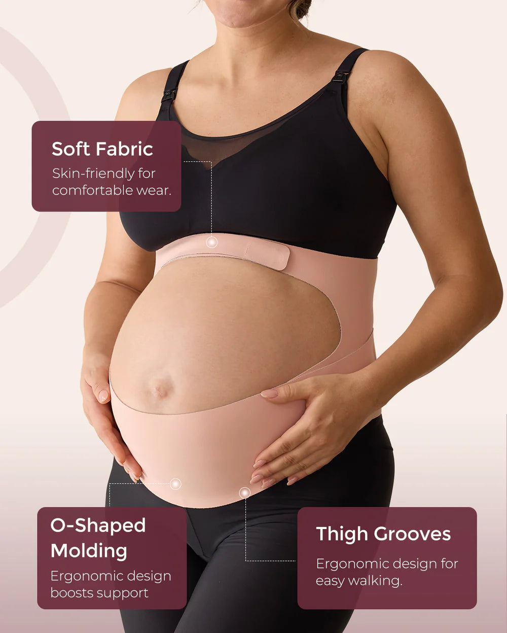 Pregnancy Comfort Bundle: Ergonest Belly Band and MamaLift Bra Nursing Bra - Nude Color