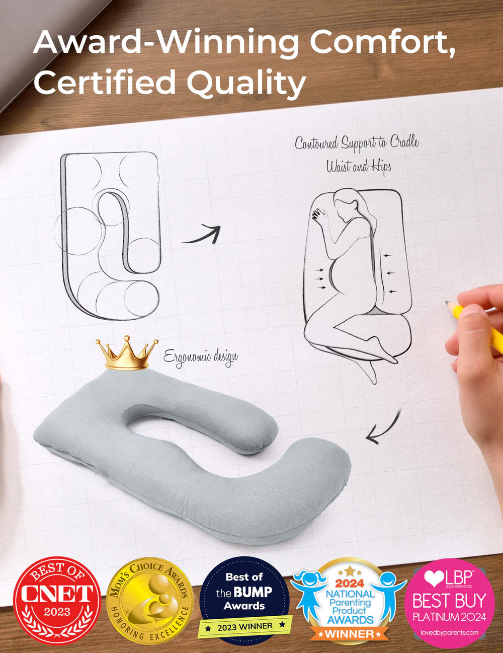 BelleVie J- Shaped Premium Maternity Pillow