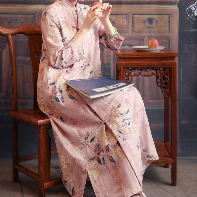 BelleVie London Soft Blossom Cotton Cheongsam