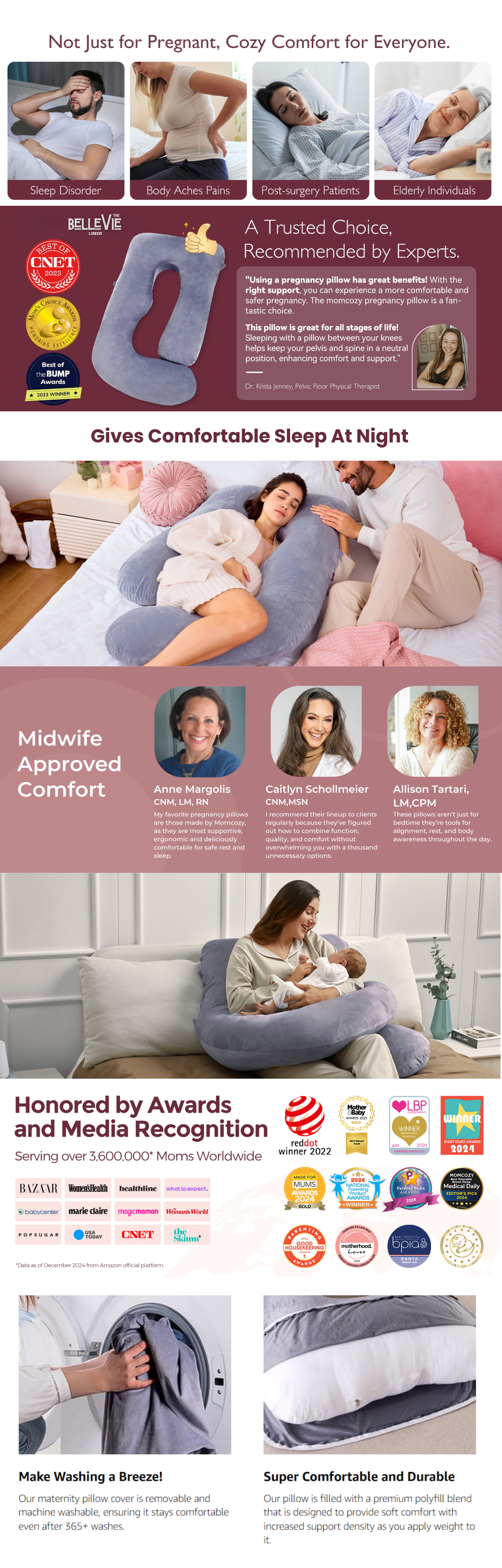 BelleVie J- Shaped Premium Maternity Pillow
