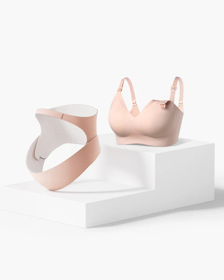 Pregnancy Comfort Bundle: Ergonest Belly Band and MamaLift Bra Nursing Bra - Nude Color