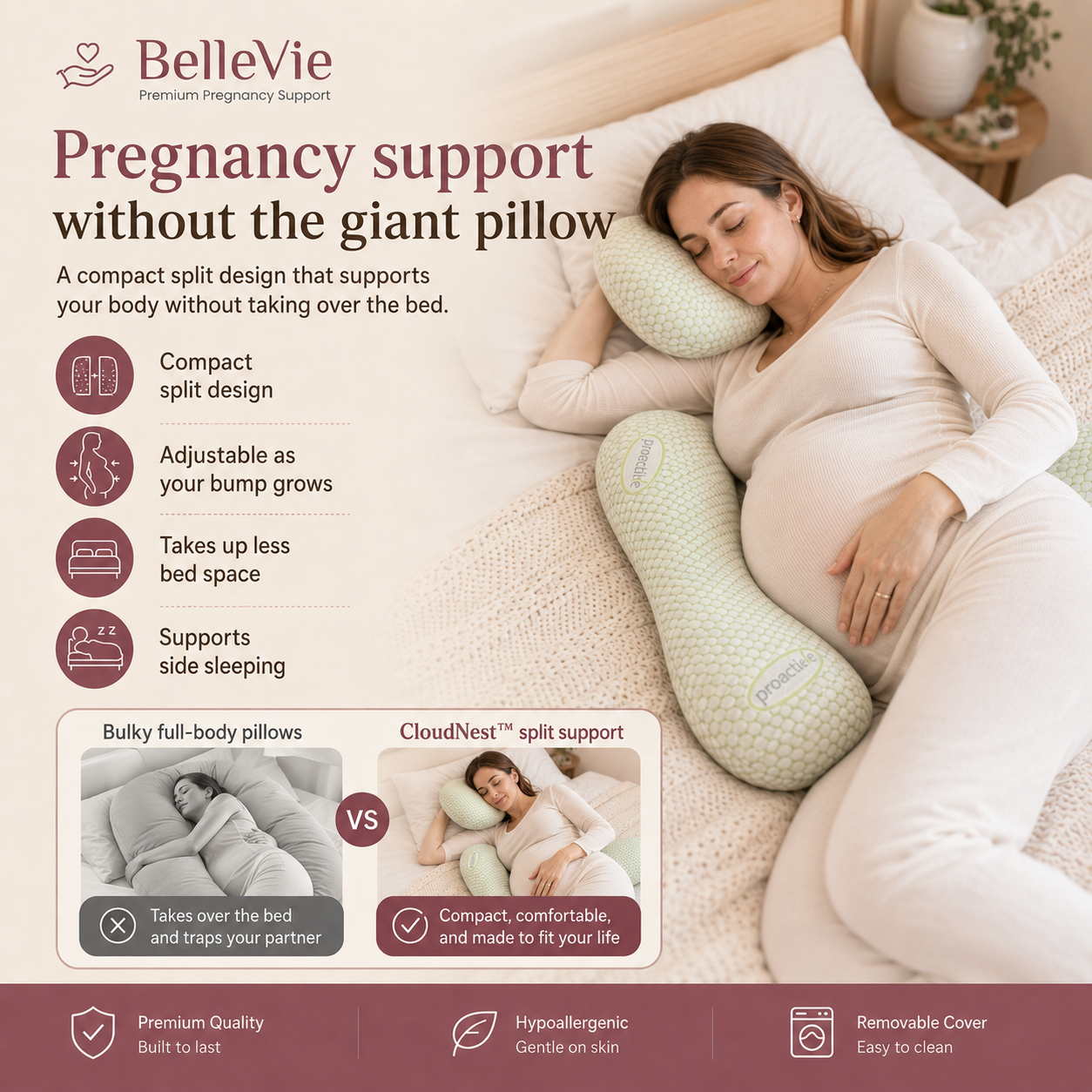 BelleVie CloudNest™ Comfort Split Pillow