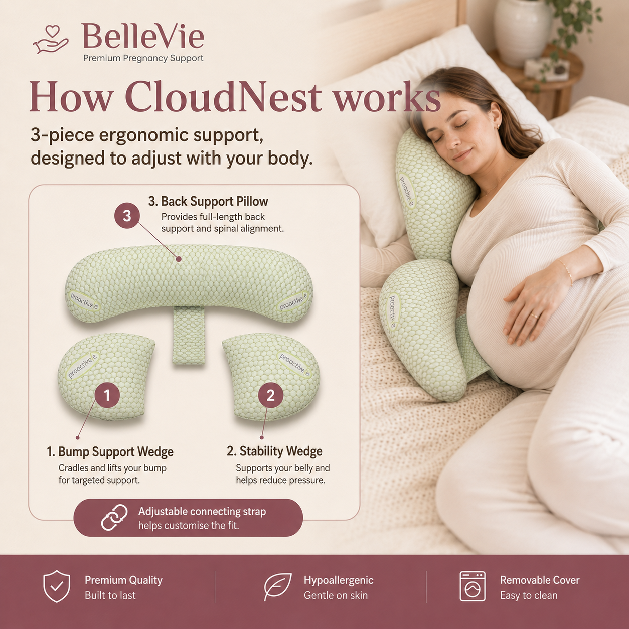 BelleVie CloudNest™ Comfort Split Pillow