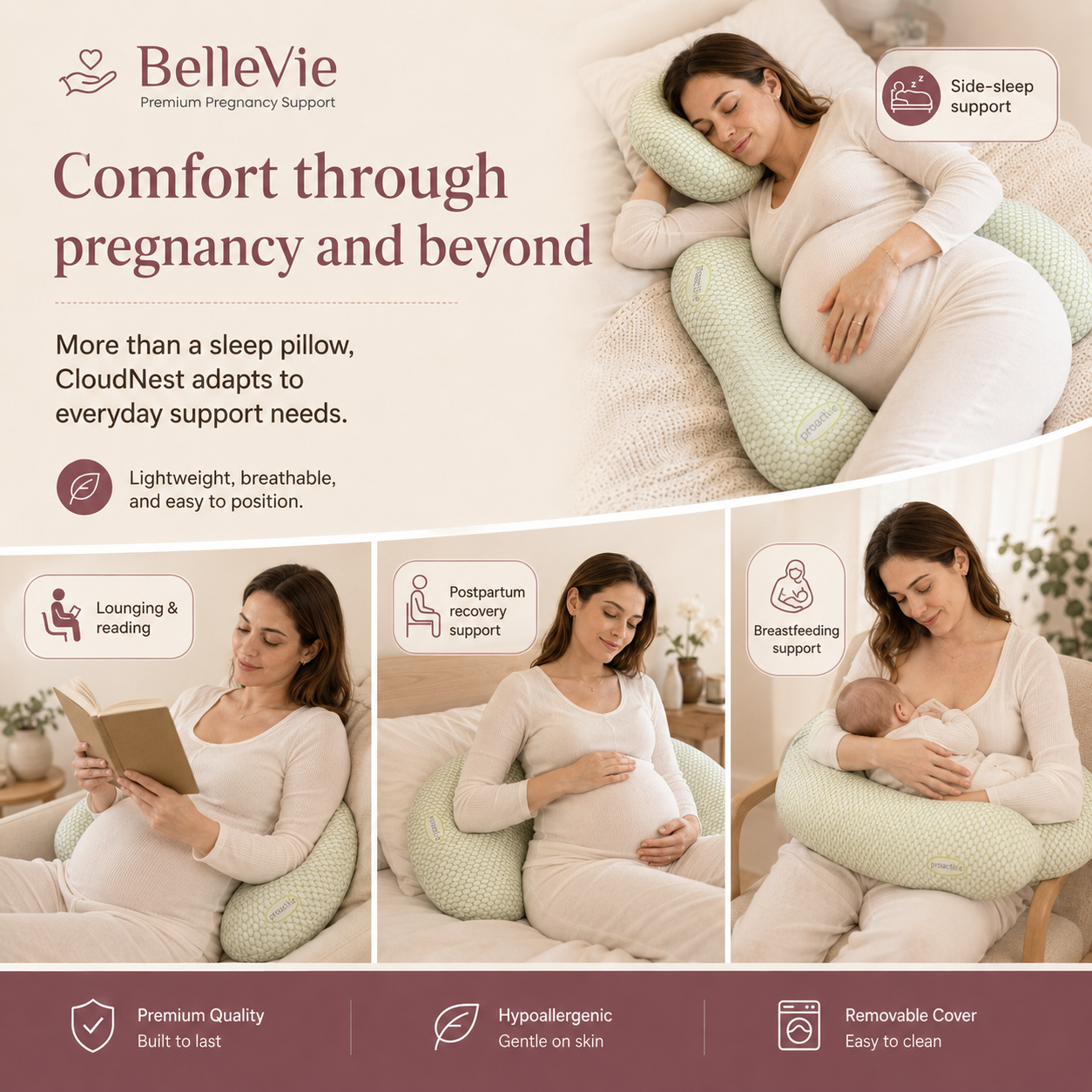 BelleVie CloudNest™ Comfort Split Pillow