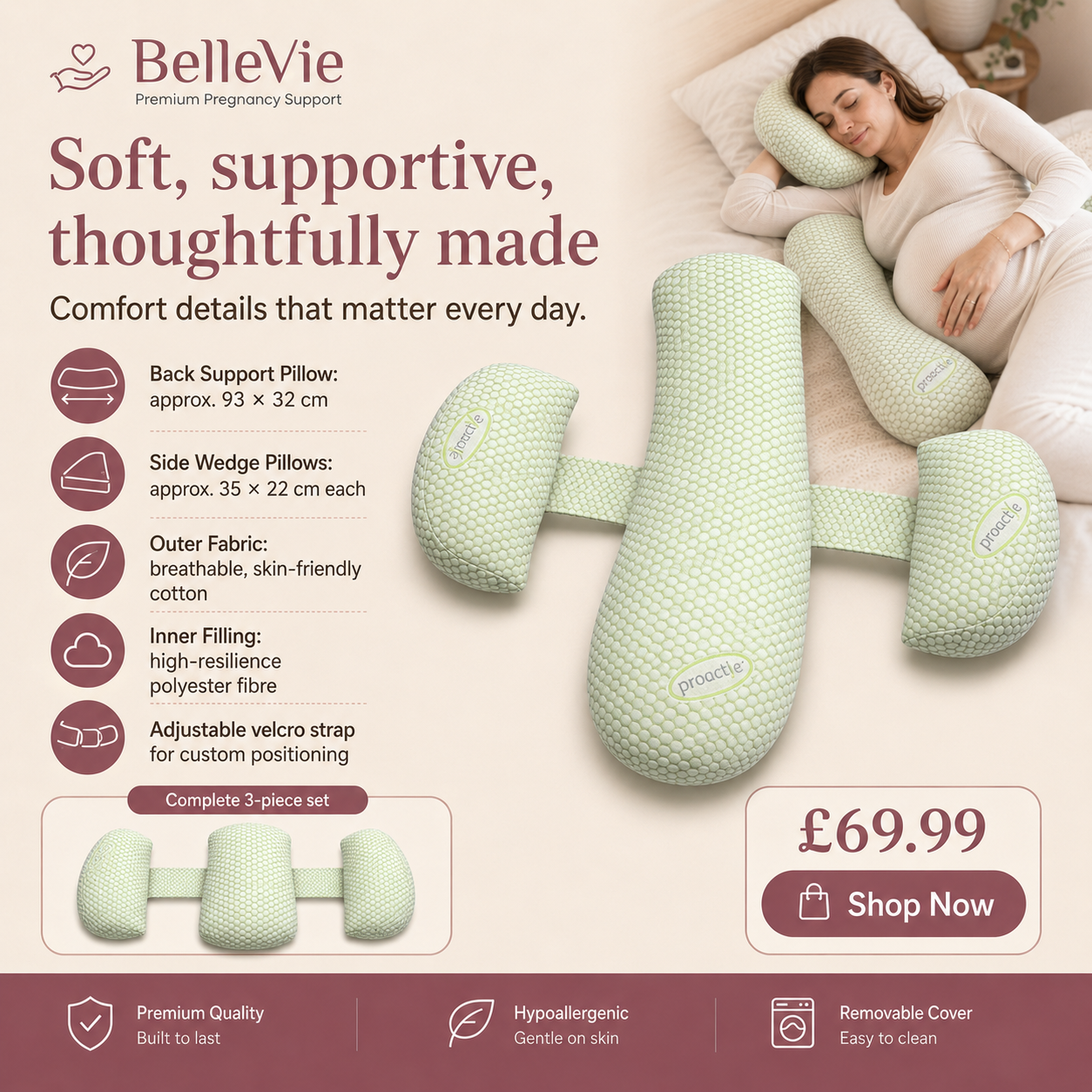 BelleVie CloudNest™ Comfort Split Pillow
