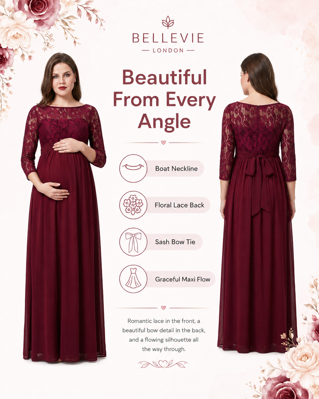 Bellevie Grace™ Lace Maternity Maxi Dress