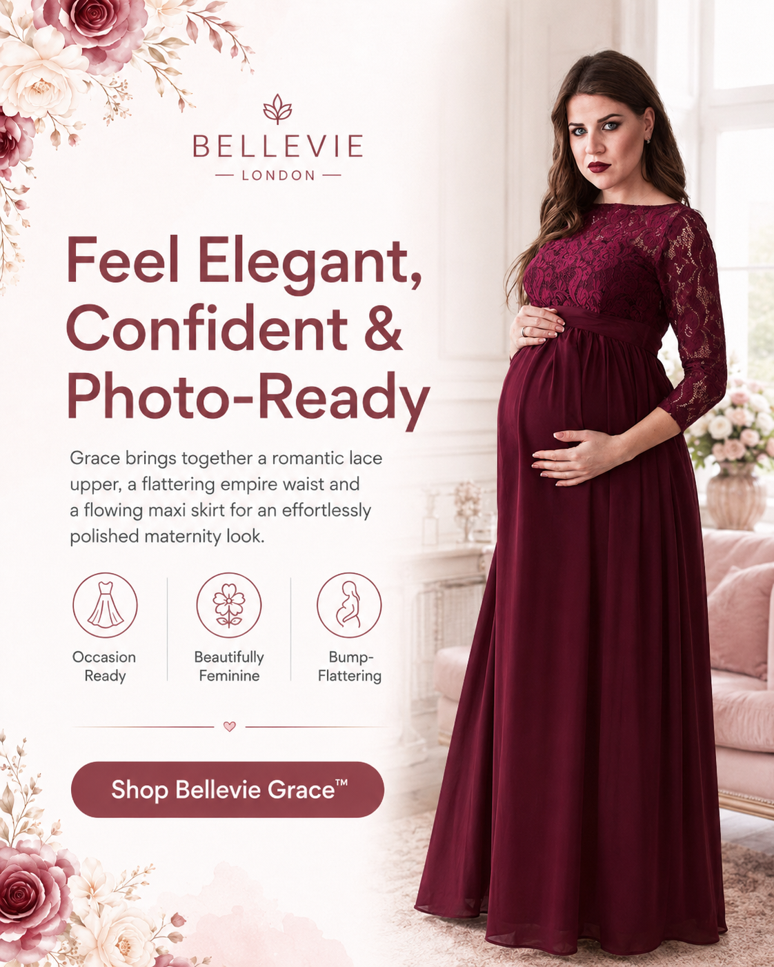 Bellevie Grace™ Lace Maternity Maxi Dress