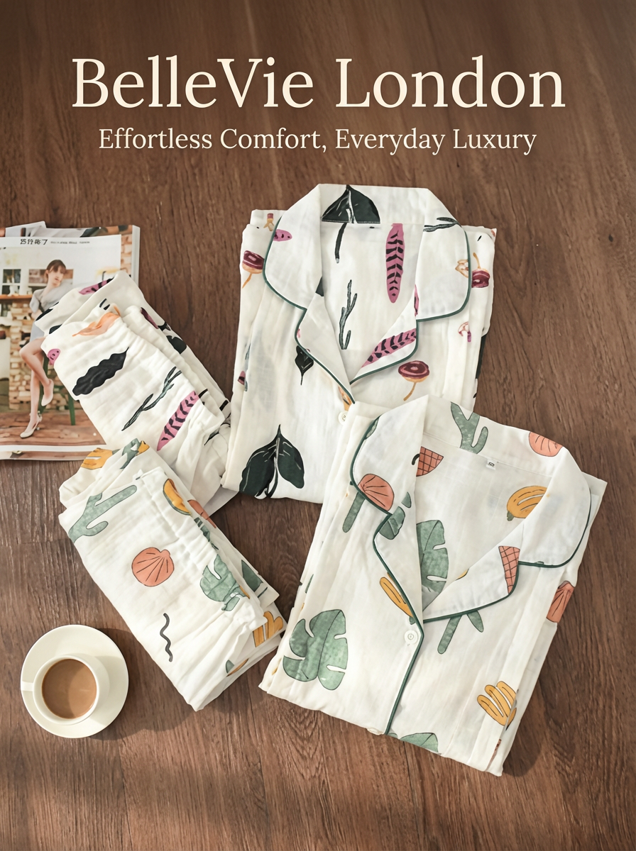 BelleVie London Luxe Comfort Batik Pajama Set
