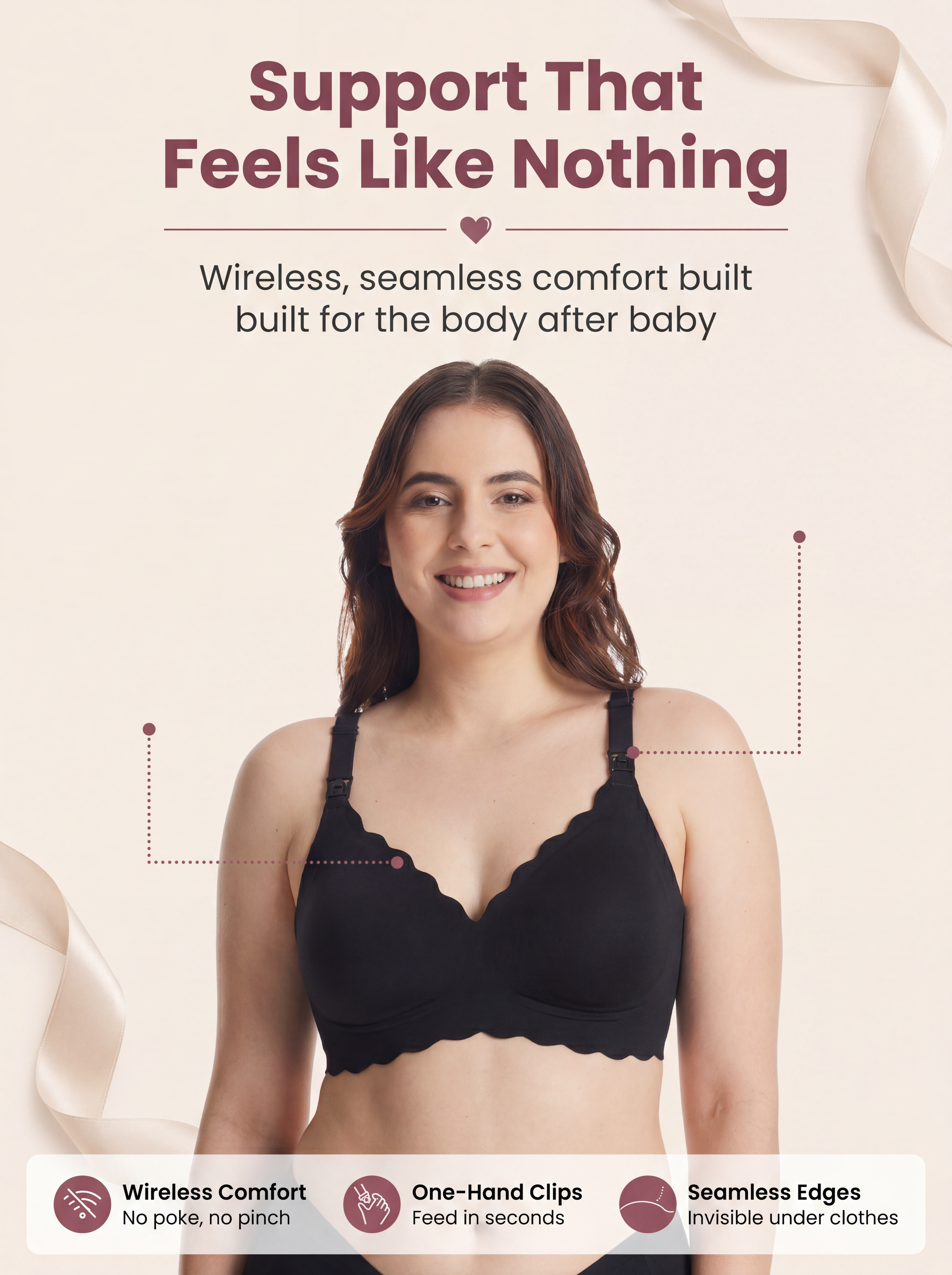BelleVie DreamFeed Seamless Jelly Nursing Bra | Wireless Full-Cup Support, Pregnancy to Breastfeeding