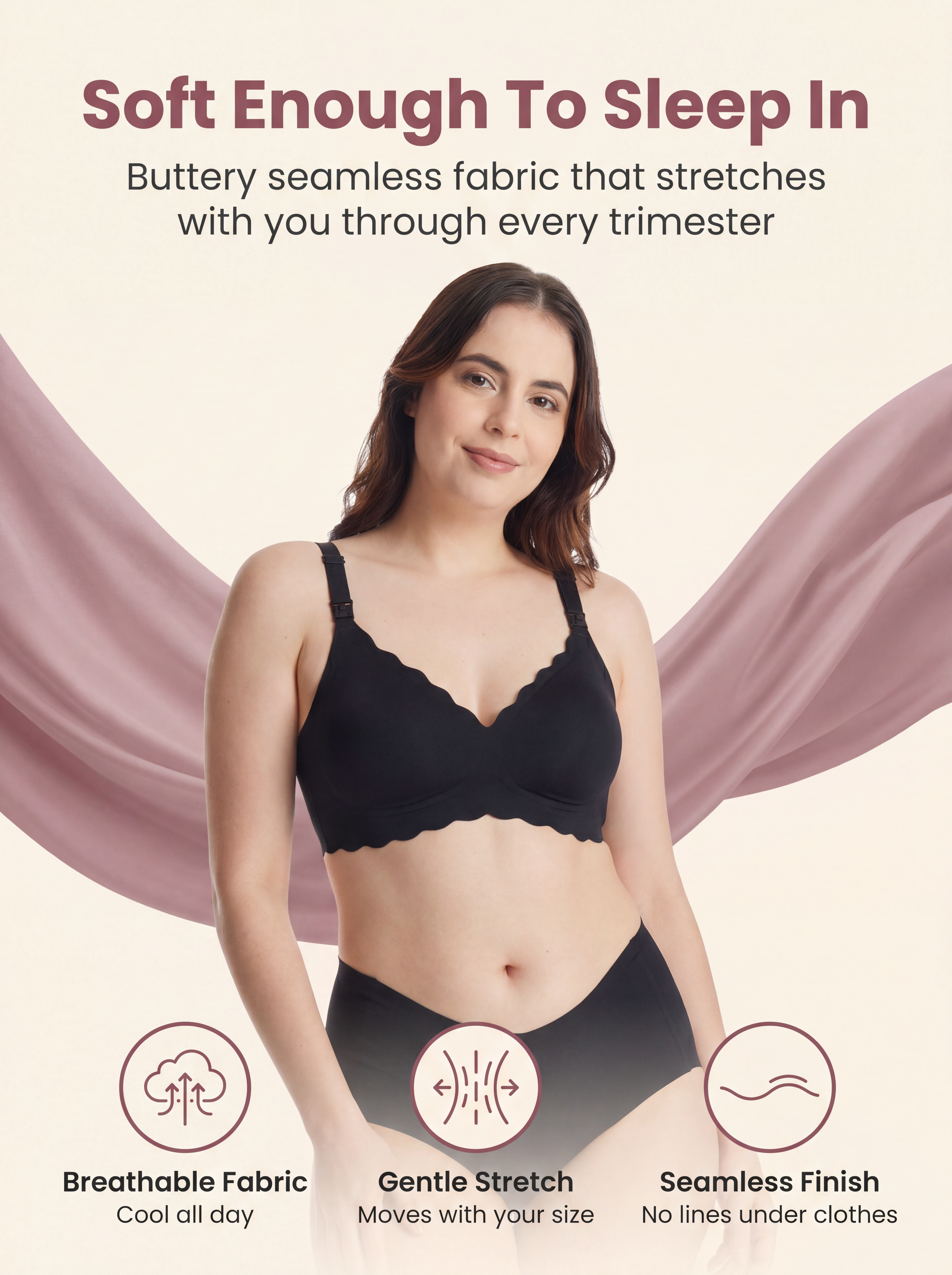 BelleVie DreamFeed Seamless Jelly Nursing Bra | Wireless Full-Cup Support, Pregnancy to Breastfeeding